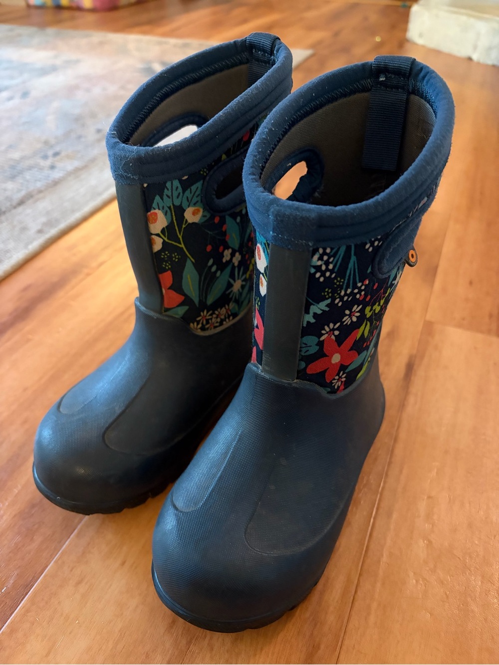 Bogs Kids Navy Floral Waterproof Rain Boots